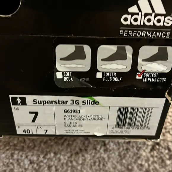 Adidas Superstar 3G Slides Sandals Shoes new white black G61951 Mens Size 7