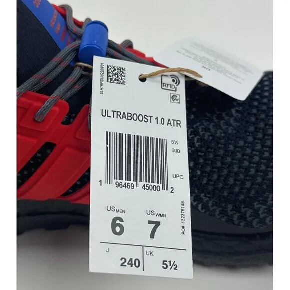 Adidas UltraBoost 1.0 ATR Black Red Blue Mens 6 / Womens 7 Running Shoes ID9641
