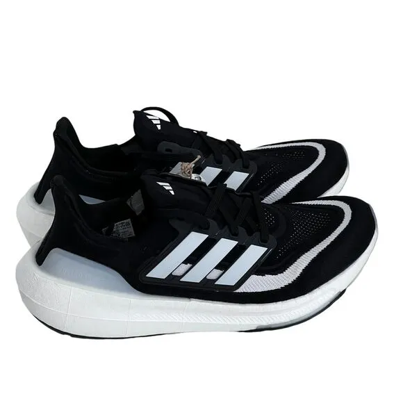 Adidas Ultraboost Light Running Shoes Black White Lace Up Athletic Sneakers