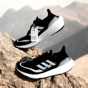 Adidas Ultraboost Light Running Shoes Black White Lace Up Athletic Sneakers