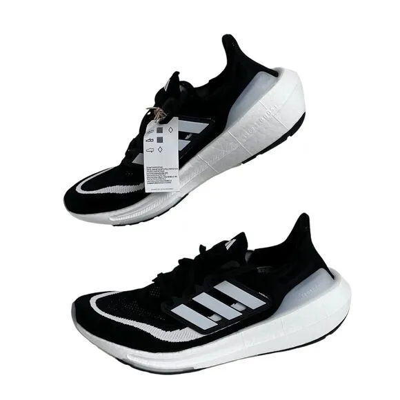Adidas Ultraboost Light Running Shoes Black White Lace Up Athletic Sneakers