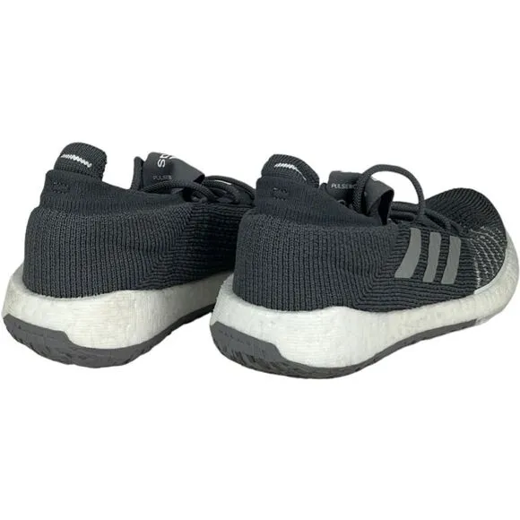 Adidas Women Pulse Boost Sneakers Knit Textile Grey White Running Shoes US 5