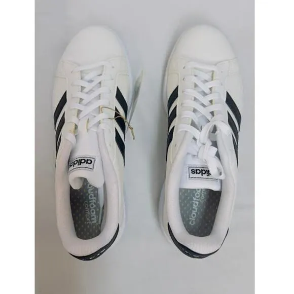 adidas Women's Grand Court Shoe, White/Black/White, 9.5
