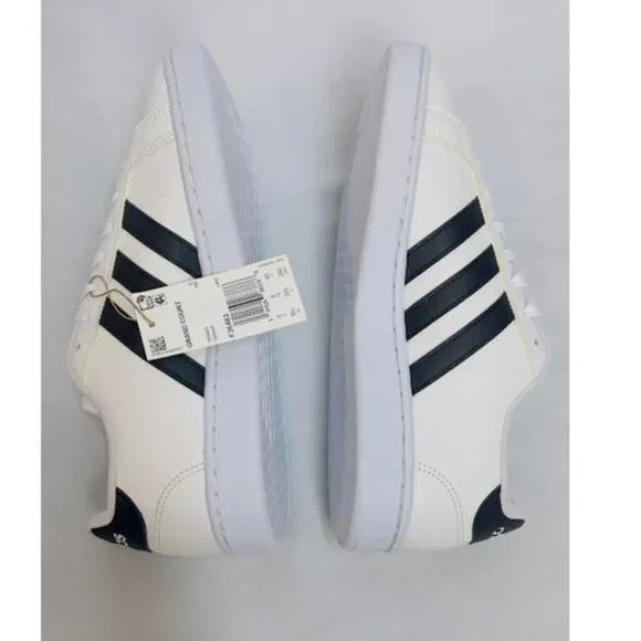 adidas Women's Grand Court Shoe, White/Black/White, 9.5