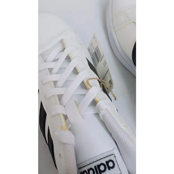 adidas Women's Grand Court Shoe, White/Black/White, 9.5