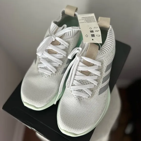 ADIDAS Women's Purebounce , White/Silver Metallic/ice Mint, 6