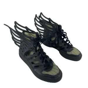 Adidas X Jeremy Scott Wings Boys' Size 5 Black/Green Sneakers Preowned