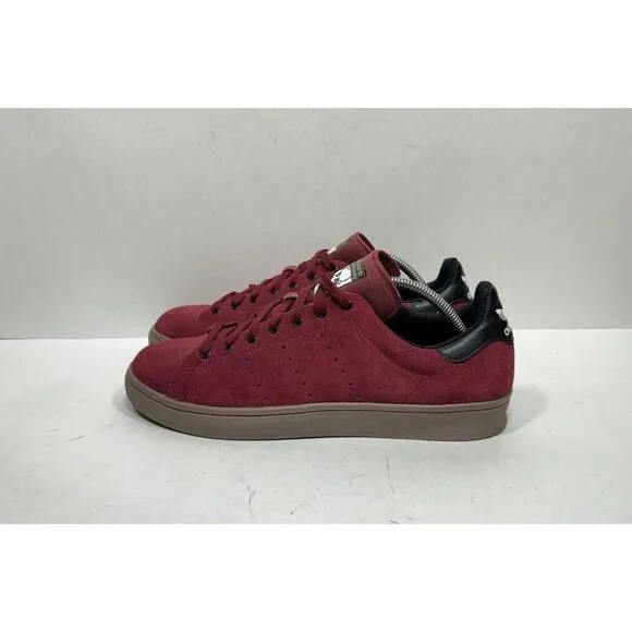 Adidas Stan Smith Vulc Mens Size 10.5 Burgundy Red Suede Low Top Shoes Sneakers