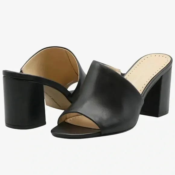 Adrienne Vittadini Albi black leather high heel shoes Sz 10 new