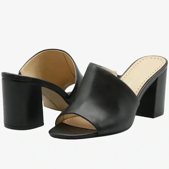 Adrienne Vittadini Albi black leather high heel shoes Sz 10 new