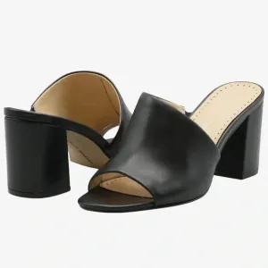 Adrienne Vittadini Albi black leather high heel shoes Sz 10 new