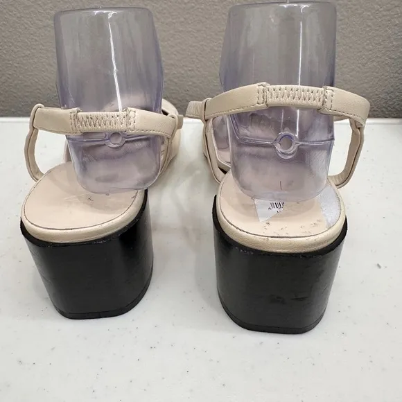 Aeyde Size 10 Off White Slingback Heels Square Toe Shoes