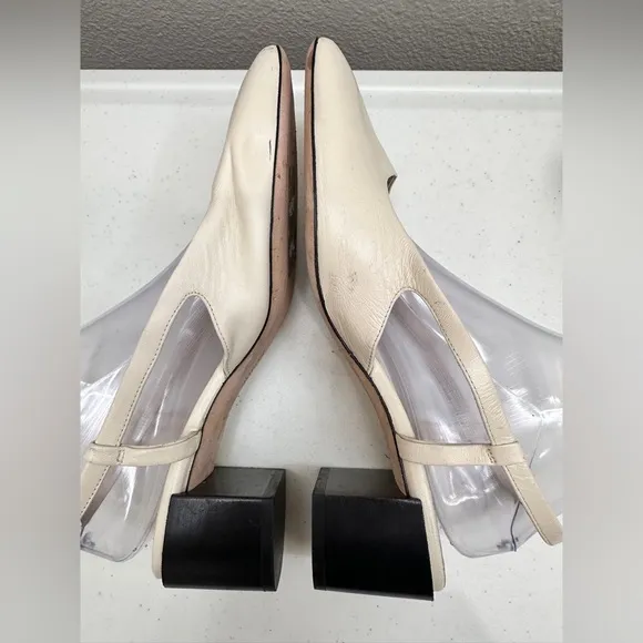 Aeyde Size 10 Off White Slingback Heels Square Toe Shoes