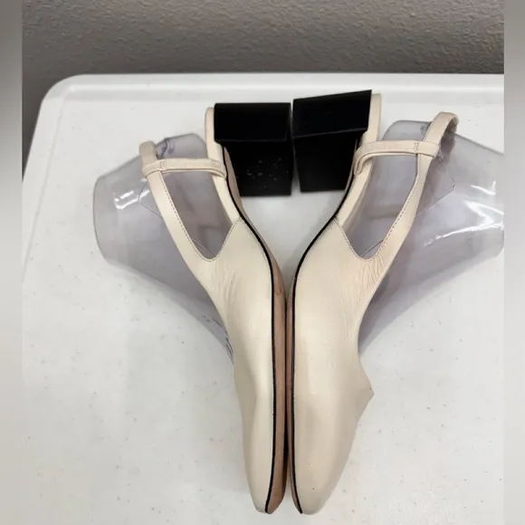 Aeyde Size 10 Off White Slingback Heels Square Toe Shoes