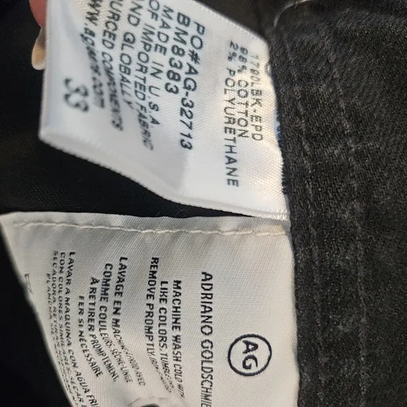 AG The Ives Modern Athletic Fit Size 33 Black