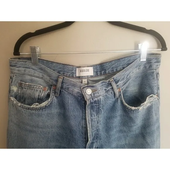 Agolde Fen high waisted straight taper 30 medium blue 100 cotton