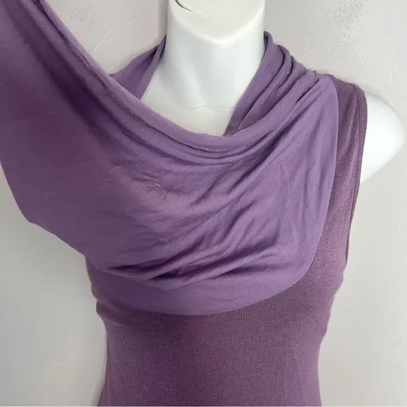 AGUA Purple Cowl Midi Dress Size Medium Made in Italy Fairycore Classic Elegant
