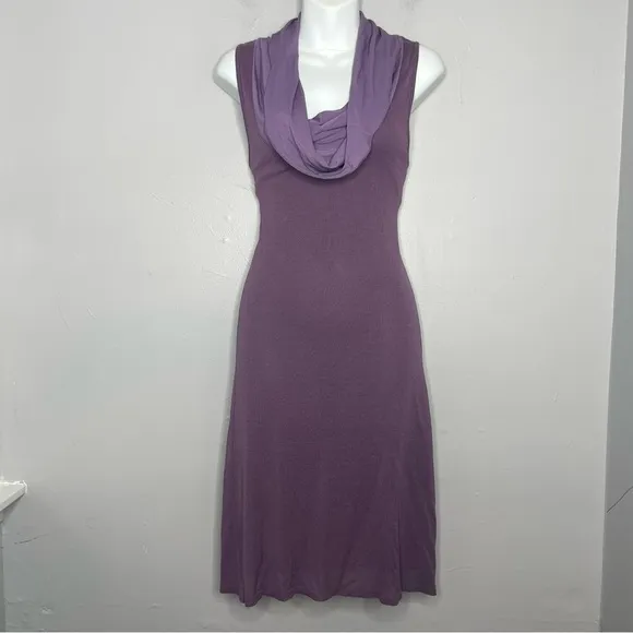 AGUA Purple Cowl Midi Dress Size Medium Made in Italy Fairycore Classic Elegant