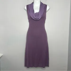 AGUA Purple Cowl Midi Dress Size Medium Made in Italy Fairycore Classic Elegant