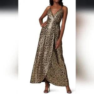 Aidan Mattox Leopard Sequin Maxi Dress