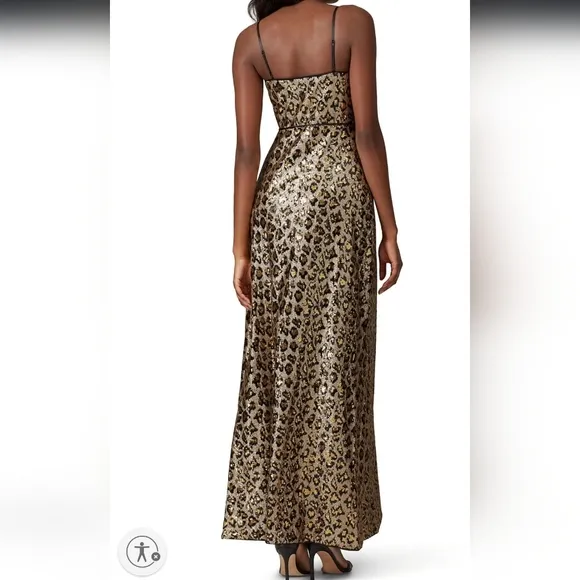 Aidan Mattox Leopard Sequin Maxi Dress