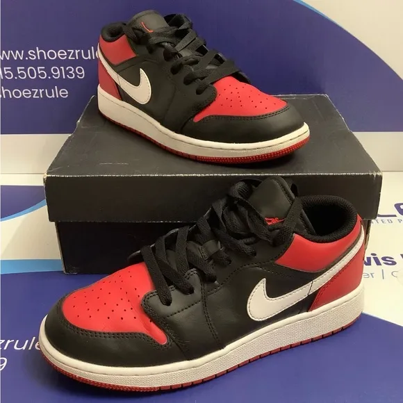 Air Jordan 1 Low Alternate Bred Toe Kids Size 5.5y