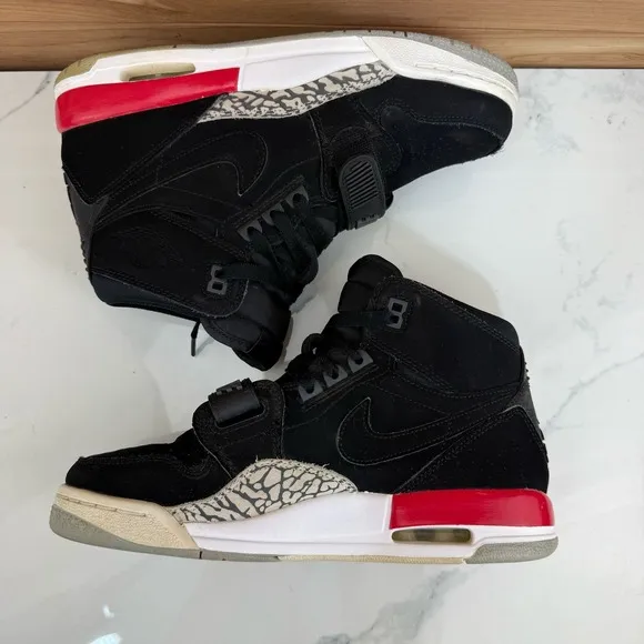 Air Jordan Legacy 312 Black Cement Red White AT4040-060 Size 5.5Y / Women Size 7