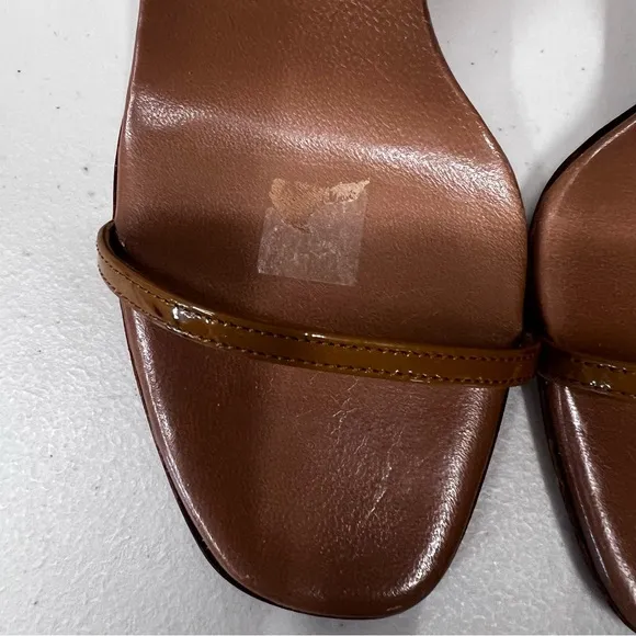 Alaia Tan Patent Leather Sandals Heels Size 36.5