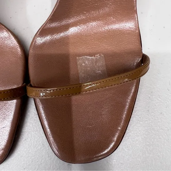 Alaia Tan Patent Leather Sandals Heels Size 36.5