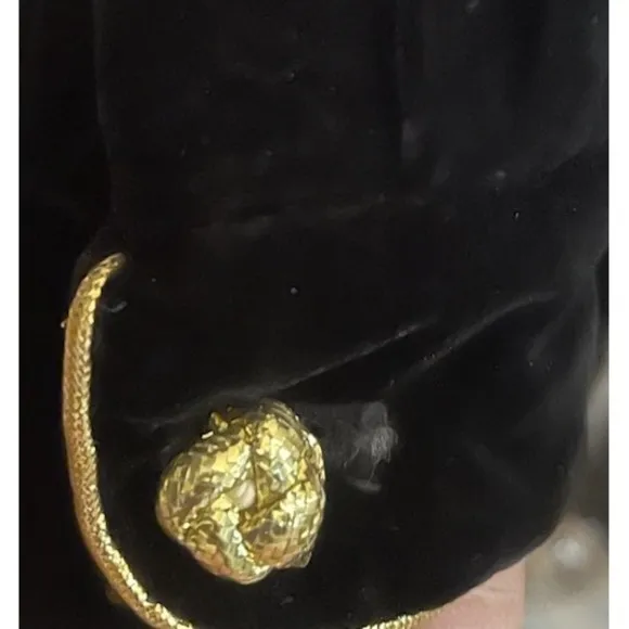 Albert Capraro Vintage Black Velvet Dress Gold Buttons Puff Sleeves Size 8 M