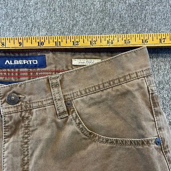 Alberto Modern Fit Pants Casual Chinos Brown Cotton Blend Menswear Size 32