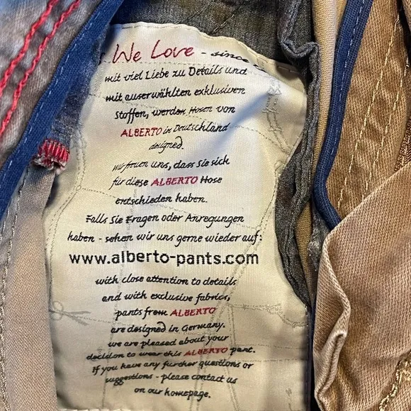 Alberto Modern Fit Pants Casual Chinos Brown Cotton Blend Menswear Size 32