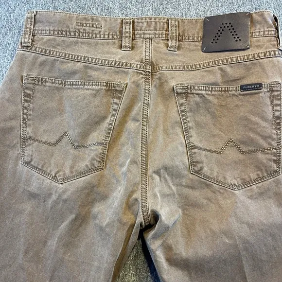 Alberto Modern Fit Pants Casual Chinos Brown Cotton Blend Menswear Size 32