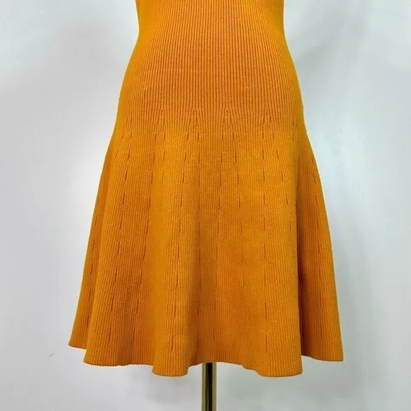 A.L.C 'Rory' Rib Knit Fit &amp; Flare Dress Size S Skater Pumpkin Spice Fall Autumn
