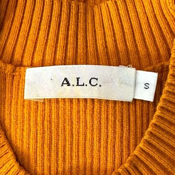 A.L.C 'Rory' Rib Knit Fit &amp; Flare Dress Size S Skater Pumpkin Spice Fall Autumn