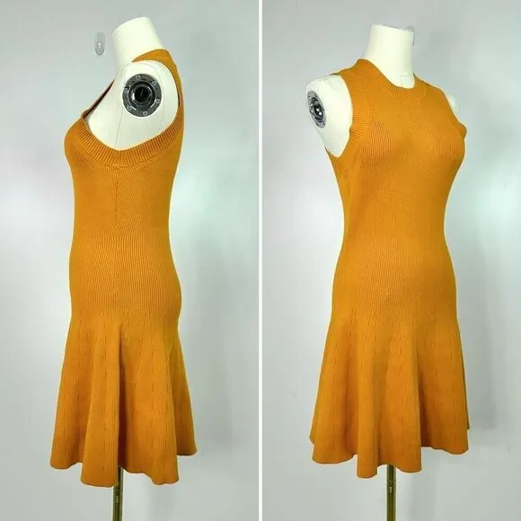A.L.C 'Rory' Rib Knit Fit &amp; Flare Dress Size S Skater Pumpkin Spice Fall Autumn