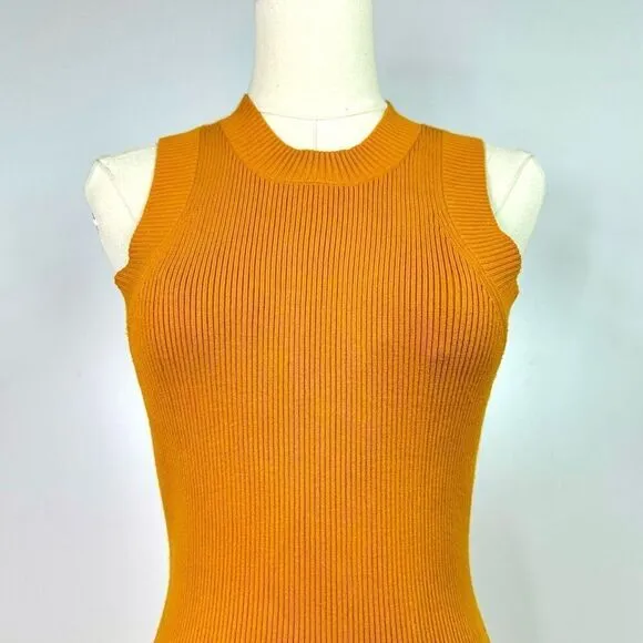 A.L.C 'Rory' Rib Knit Fit &amp; Flare Dress Size S Skater Pumpkin Spice Fall Autumn