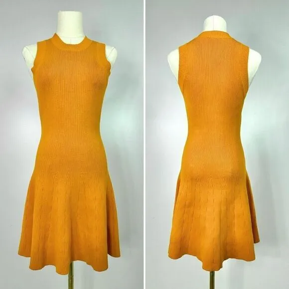 A.L.C 'Rory' Rib Knit Fit &amp; Flare Dress Size S Skater Pumpkin Spice Fall Autumn