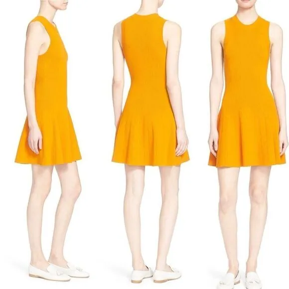 A.L.C 'Rory' Rib Knit Fit &amp; Flare Dress Size S Skater Pumpkin Spice Fall Autumn