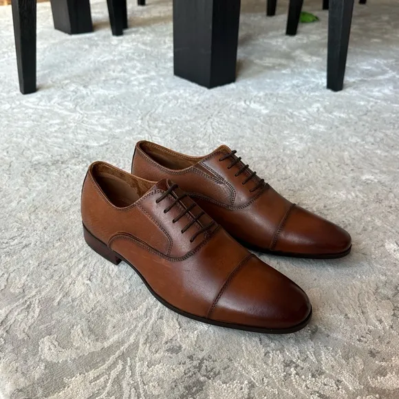 Aldo Classic Brown Genuine Leather Men's Dress Shoes New