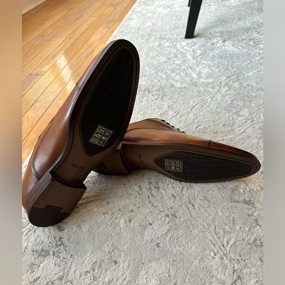 Aldo Classic Brown Genuine Leather Men's Dress Shoes New
