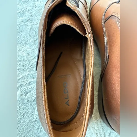 Aldo Classic Brown Genuine Leather Men's Dress Shoes New