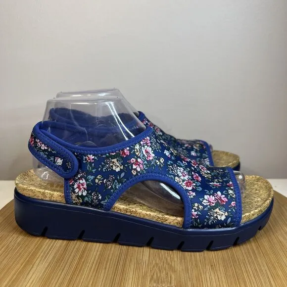 Alegria Micah Women’s Size 8.5 Floral Blue Knit Sandals Shoes MIC-605X