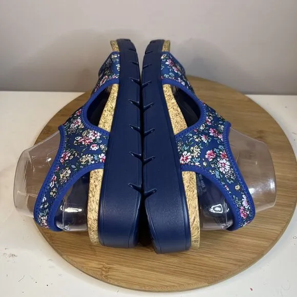 Alegria Micah Women’s Size 8.5 Floral Blue Knit Sandals Shoes MIC-605X