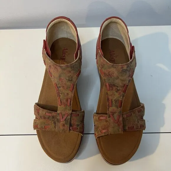Alegria Tova Cognac and Roses Women's  Platform Sandals Shoes Size US 9 EU 40