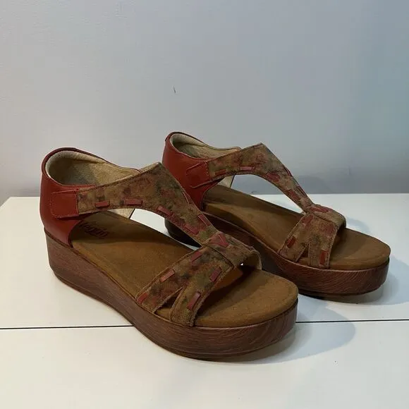 Alegria Tova Cognac and Roses Women's  Platform Sandals Shoes Size US 9 EU 40