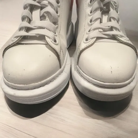 Alexander McQueen Platform Sneakers in White and Red Size 8