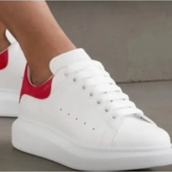 Alexander McQueen Platform Sneakers in White and Red Size 8