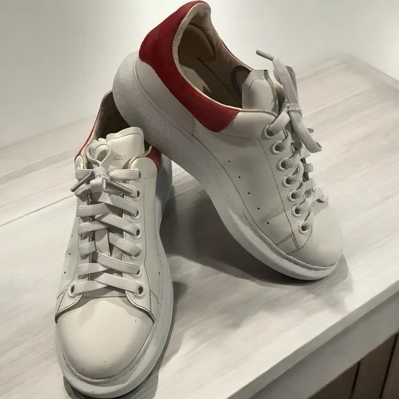 Alexander McQueen Platform Sneakers in White and Red Size 8
