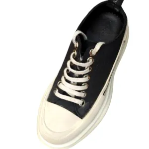 Alexander McQueen Womens Black Canvas Platform Sneakers Shoes Size 36C